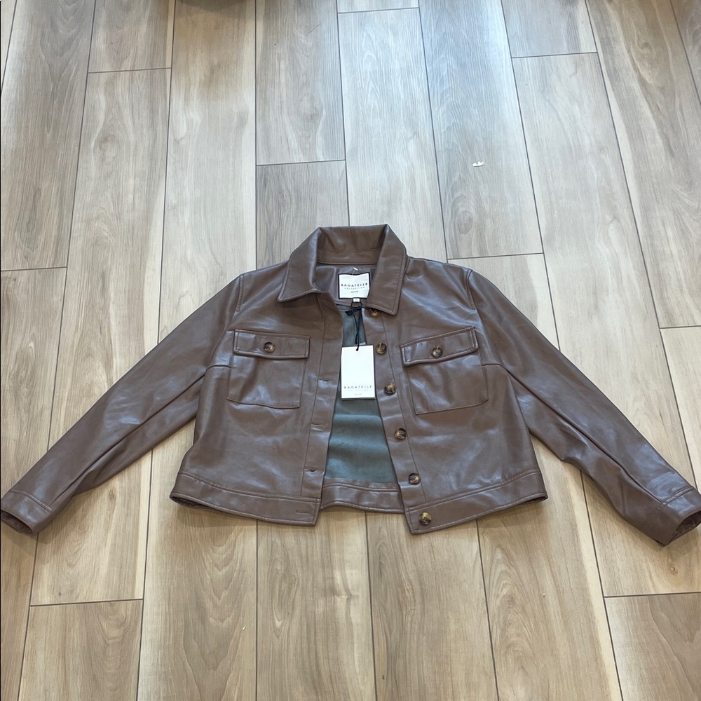 New Bagatelle New York Faux Leather Tan Leather Women's Jacket size large